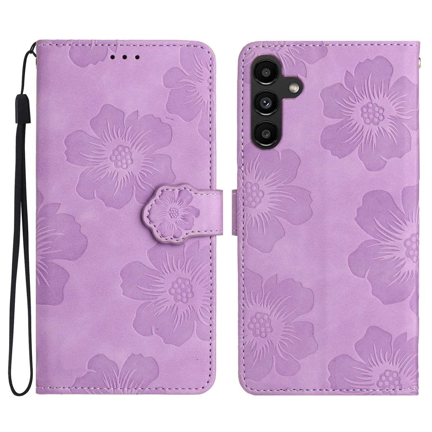 For Samsung Galaxy S23 FE PU Leather Flowers Imprinted Phone Case Shockproof Stand Wallet Cover For Samsung Galaxy S23 FE PU Leather Flowers Imprinted Phone Case Shockproof Stand Wallet Cover